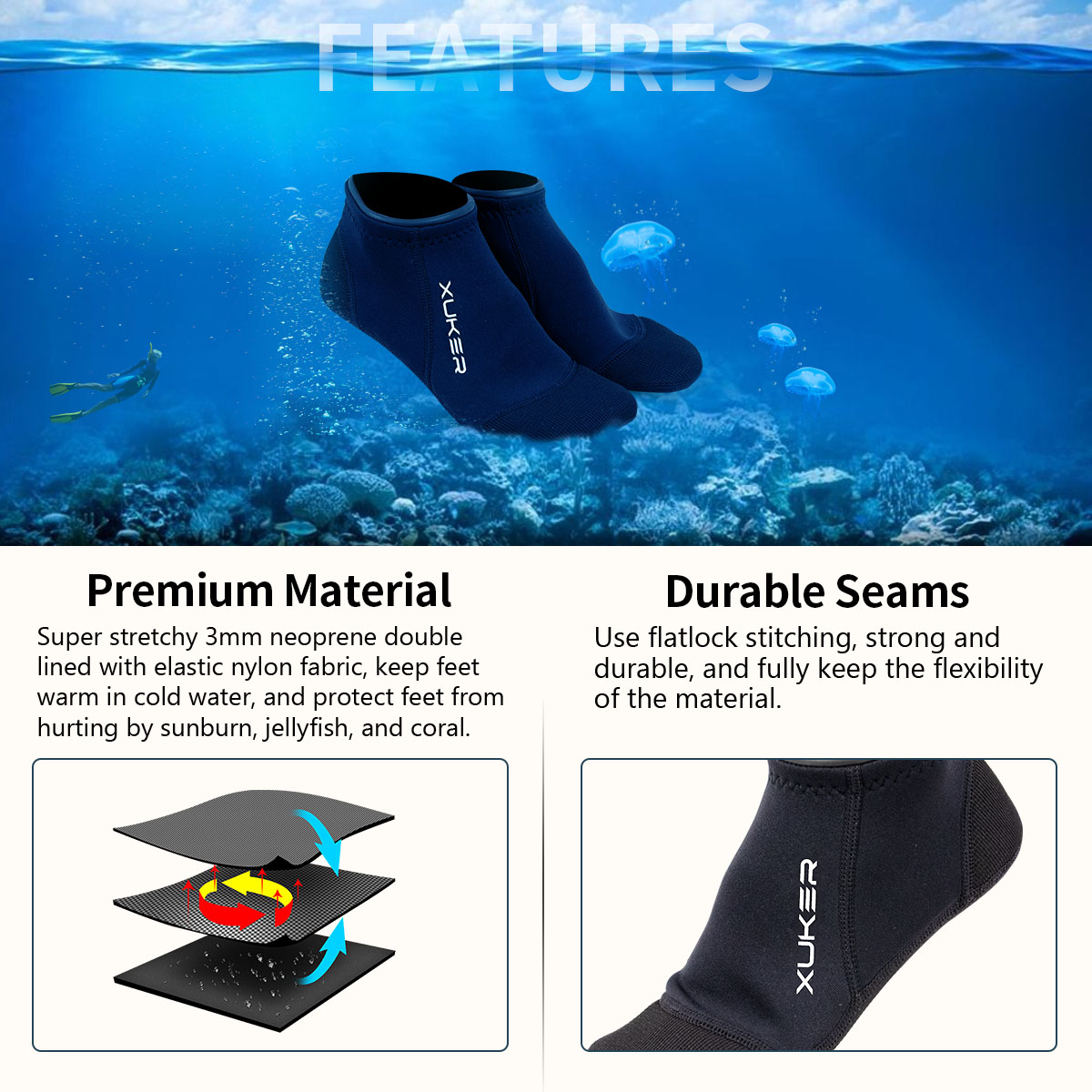 3 mm Neoprensocken, Strand, Vo – Snorkel Dry Top Bewertung und Preis